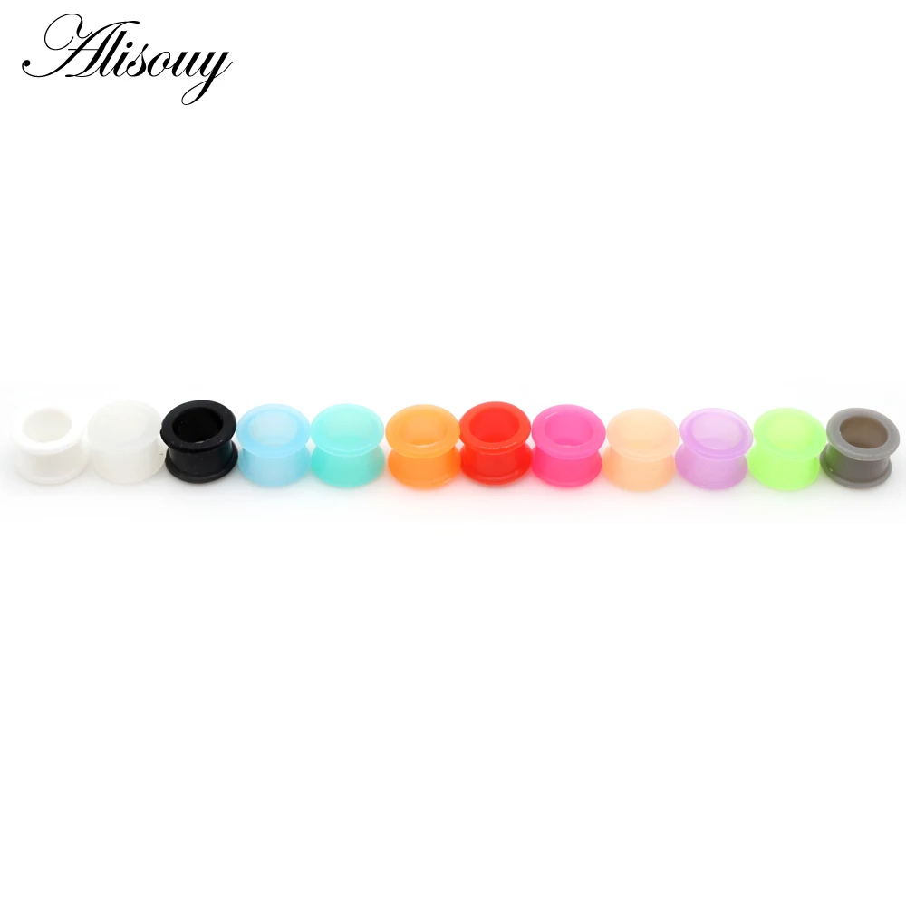 1 Pair Ear plugs High Quality piercing Thin Silicone Flexible Body Jewlery Gauges 3-25mm Skin Tunnel Plugs Skin Hollow Ear Plug