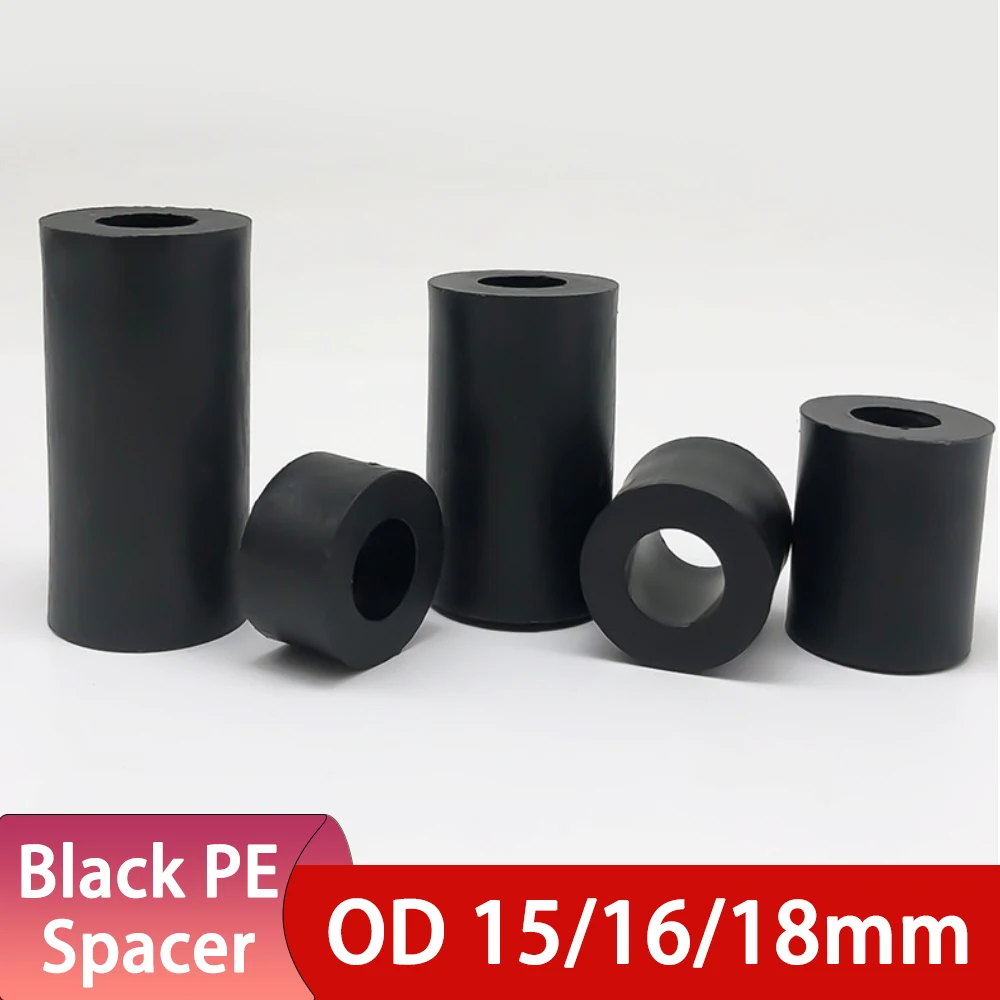 10 To 200Pcs Black PE Plastic Round Spacer Inner Dia 5/6/8/8.5/10/11/14mm Height Increasing Washer For LCD TV Hanger Insulation