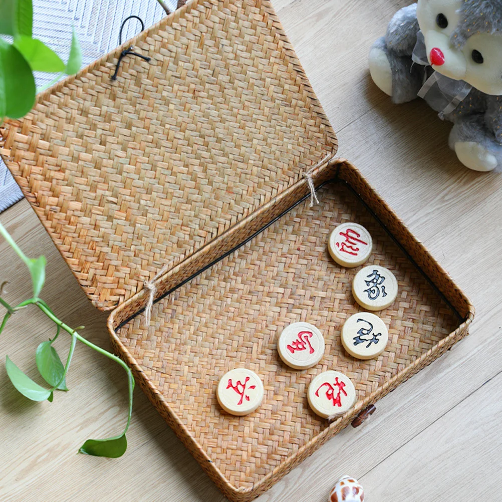 

2Pcs Storage Boxes Woven Baskets Straw Desktop Organizer for Bathroom Bedroom Shelf Decorative Storage Basket