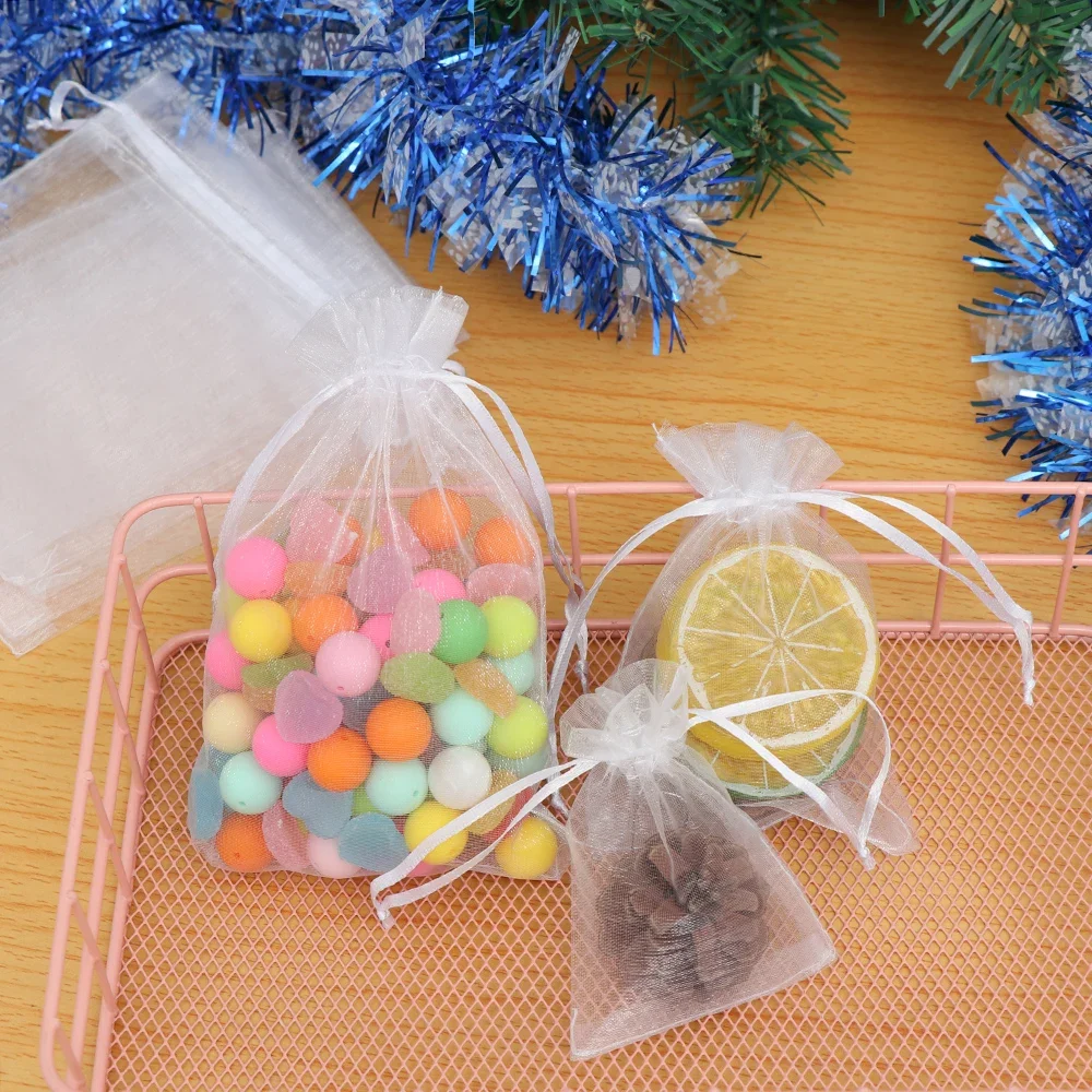 25Pcs/Set Organza Gauze Drawstring Bag Party Supply Christmas Favor Jewelry Packing Pouches Wedding Candy Pocket Gift Bags