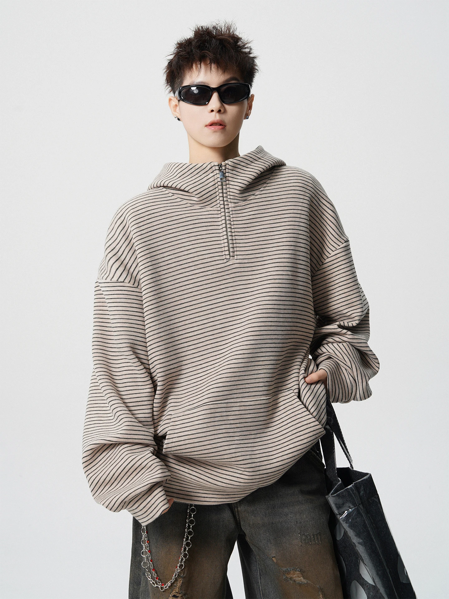 

Мужская толстовка-худи в стиле ретро, американского кроя, из плотной вельветовой ткани, свободного кроя, на молнии, с воротником-стойкой, для осени и зимы, повседневная, комфортная куртка