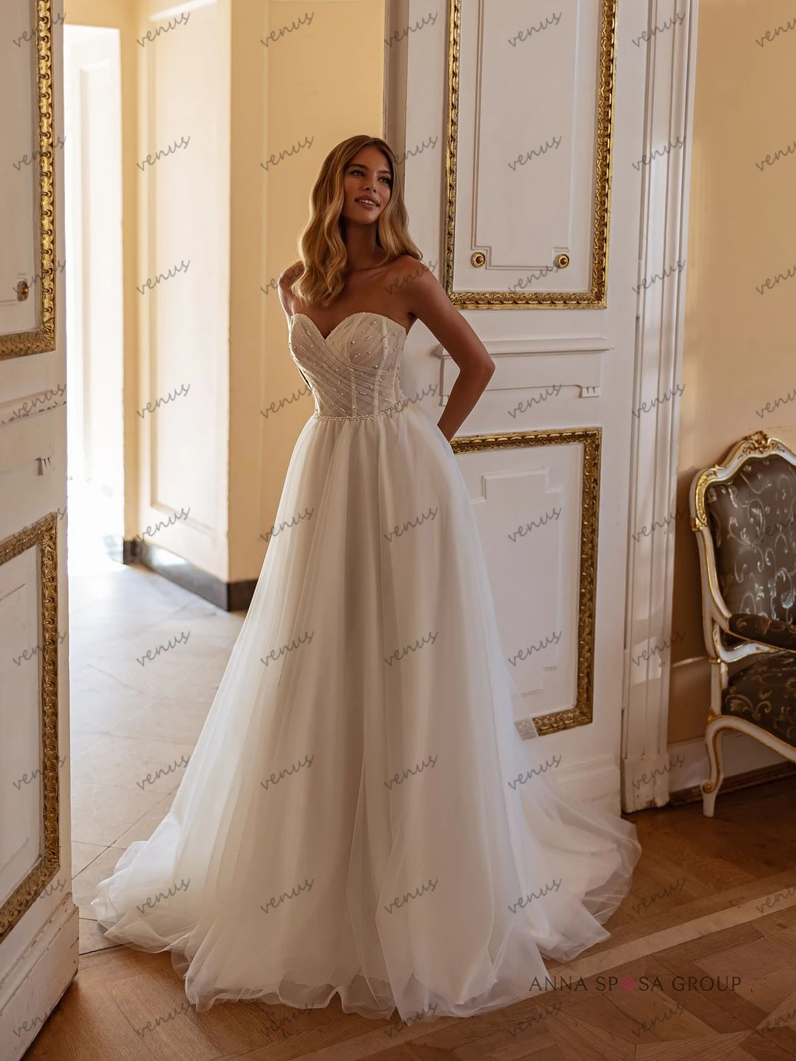 Robes De mariée modernes Robes De mariée élégantes perles bretelles dos nu Robes manches détachables robes De Novia personnalisées 2025