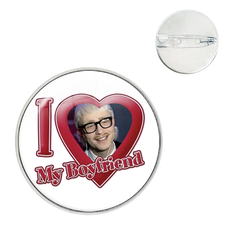 Hot Singer Joost Klein Button Pin Creative I Love My Boyfriend Joost Klein Meme Glass Brooch Badge Backpack Decor Fans Collect