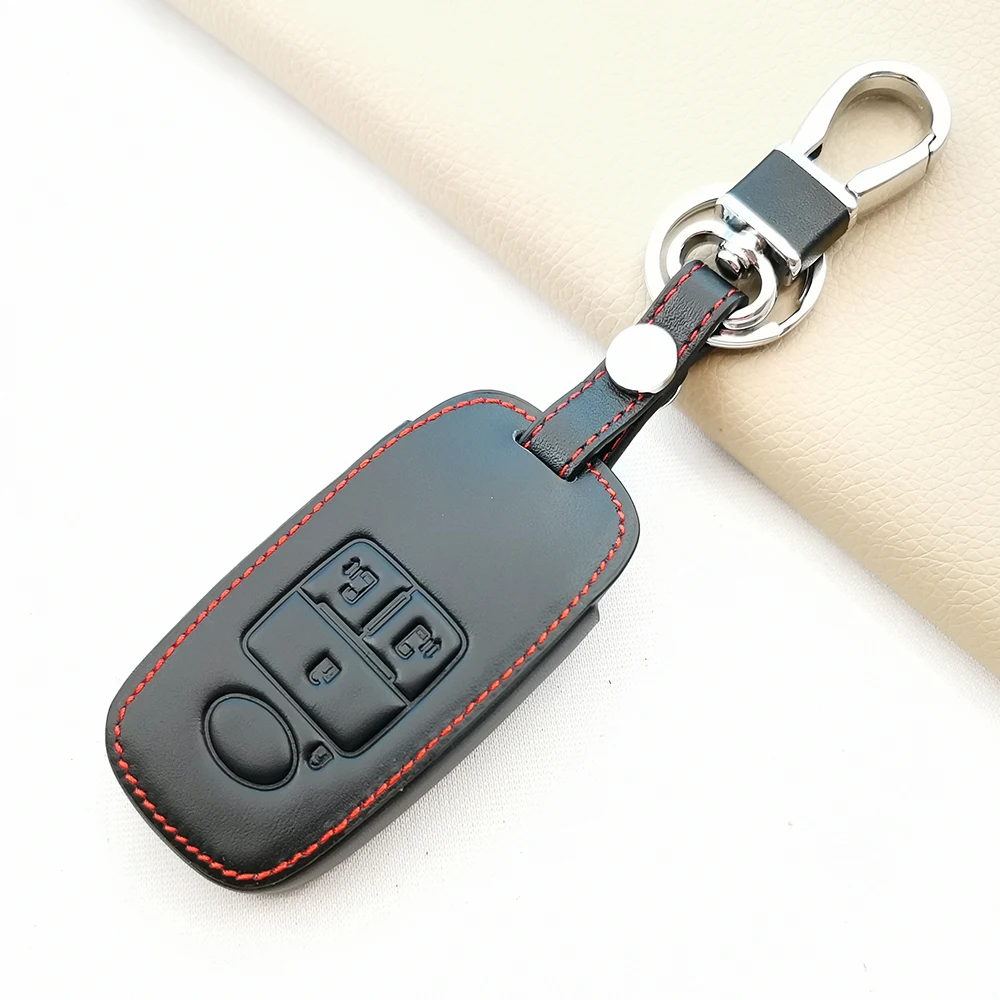 Leather Car Key Case Cover Shield Fob For Daihatsu Rocky Tanto For Toyota Raize 2020 4 Buttons Smart Remote Control Protector