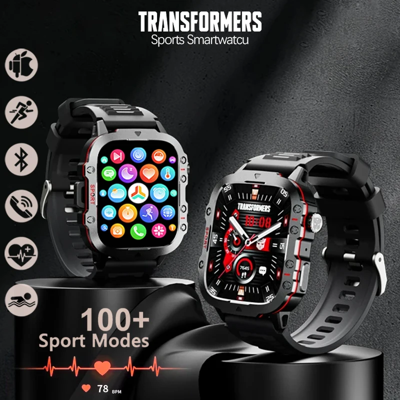 TRANSFORMERS TF-H01 1.96 inch Smart Watch Men 420 Mah Big Battery IP68 Waterproof Outdoor Sport Bluetooth Call Smartwatch 2024