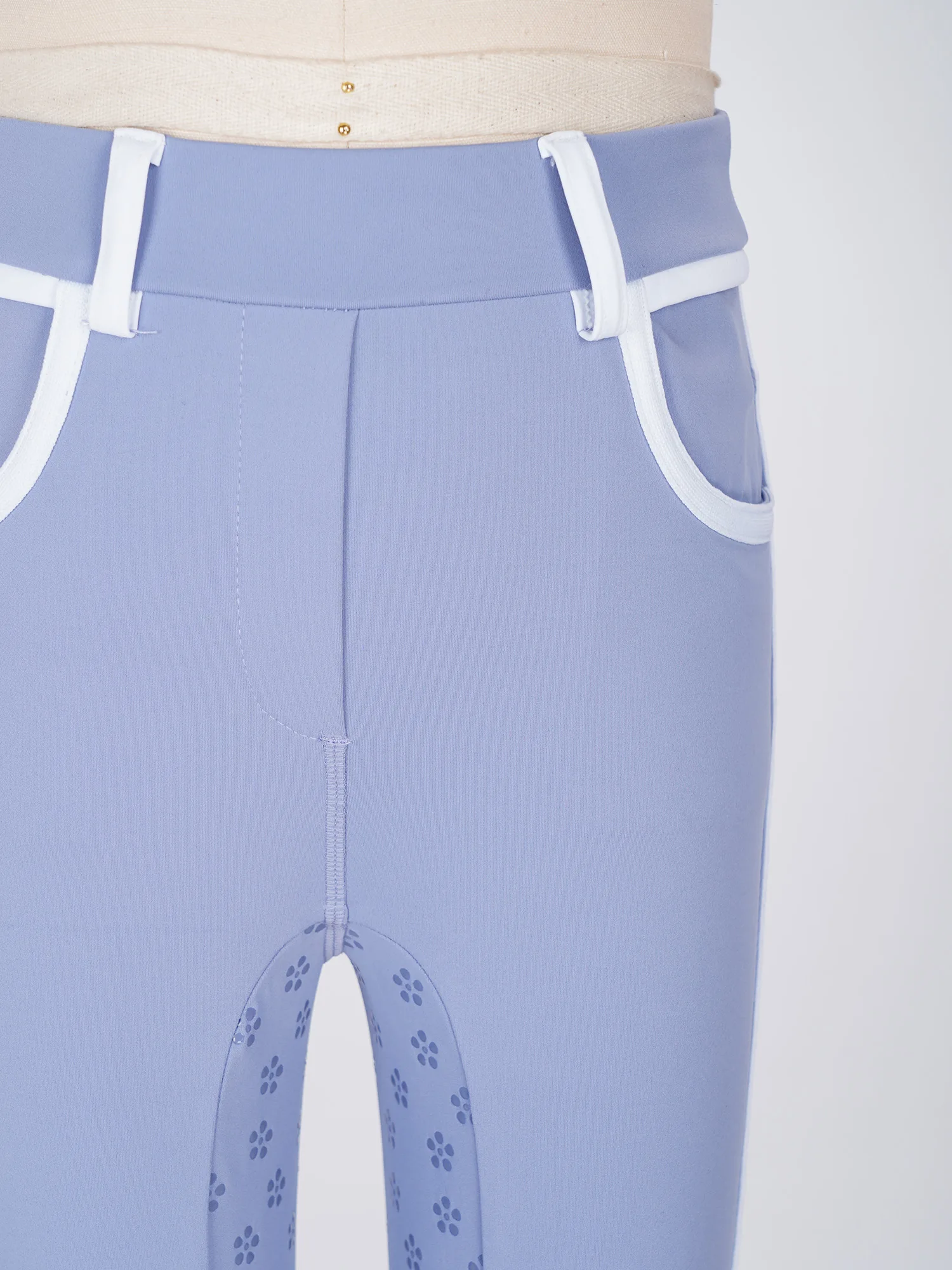 Kids Girls Professional Horse Riding Pants Non-slip Full Seat Contrasting Trim Equestrian Leggings with Pockets And Belt Loop