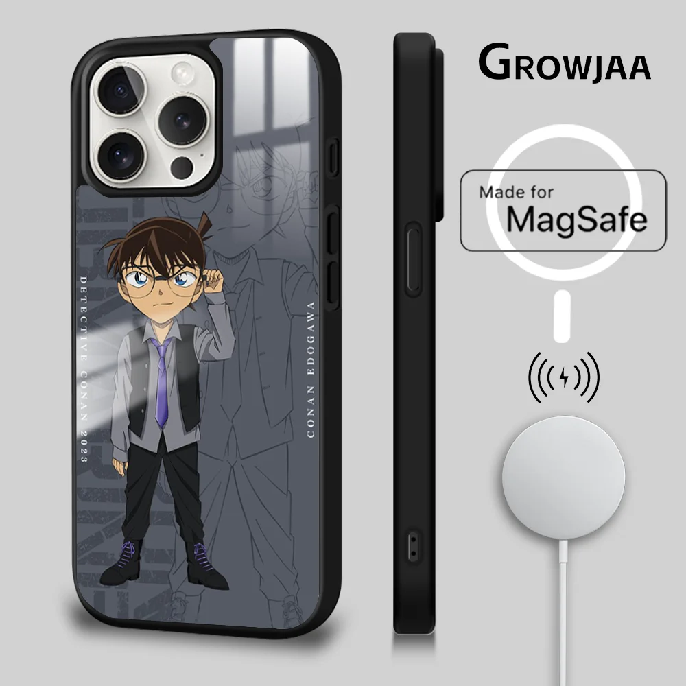 

Detective C-Conan Phone Case For iPhone 15 14 13 12 11 Pro Max Plus Mini Mirror Magnetic Cover Case Wireless Charging Funda