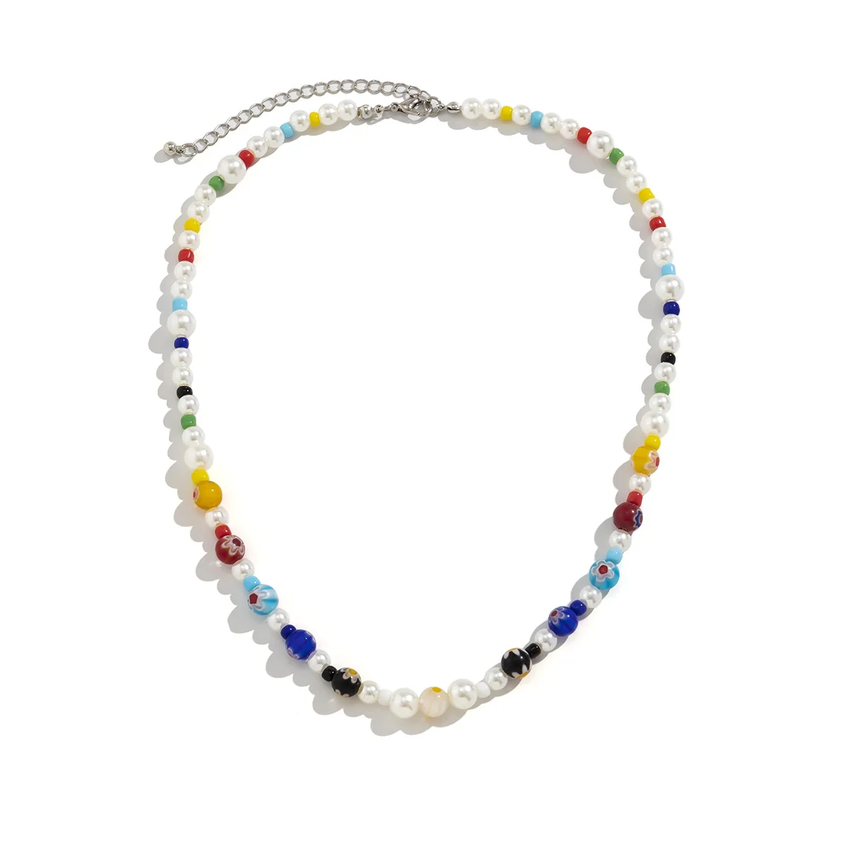 Hip-Hop-Halsketten mit farbig glasierten Perlen, Retro-Halsketten für Männer mit Acrylperlen, böhmischer Schmuck, trendige Accessoires – Detail 6