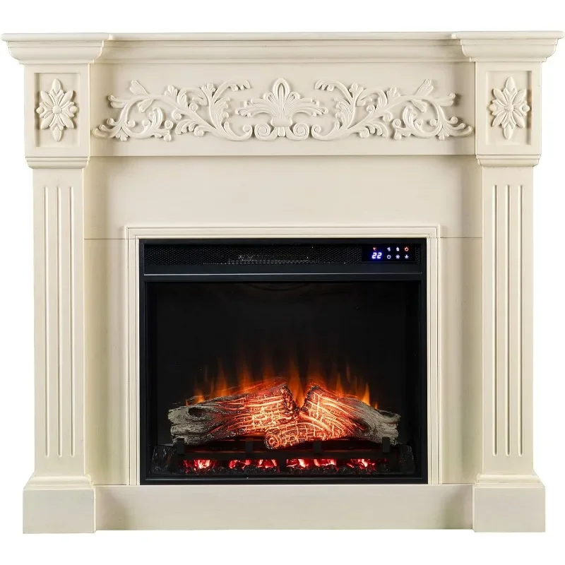 Furniture Electric Fireplace with Carved Floral Trim Major Appliances for home use