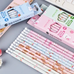 Juego de lápices de grafito de 10 piezas, lápices de papelería coreanos Kawaii para niños, suministros de arte para escritura y dibujo escolar