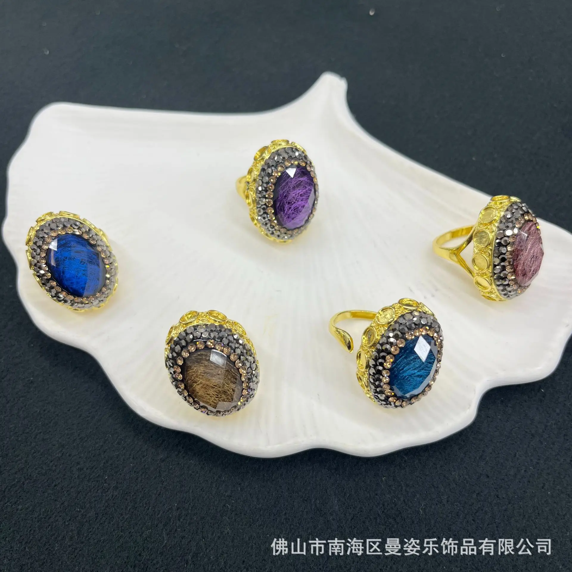 DIY accessories New Opal Ring European and American French Niche Personality Living Ring Environmental Protection Color Electrop