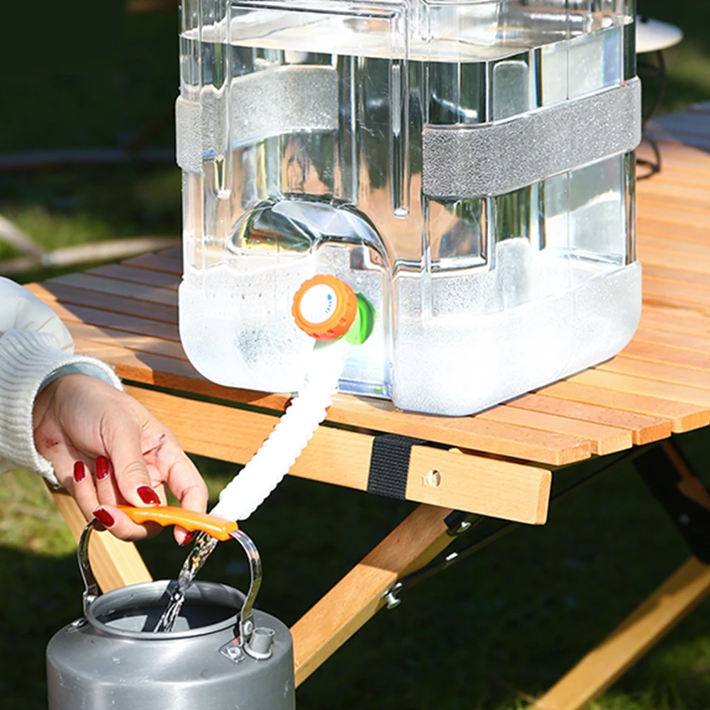 Recipiente de água potável de 10/12/15l com torneira, tanque de água de acampamento à prova de vazamento, grande capacidade, suporte de armazenamento de água para caminhadas, carro