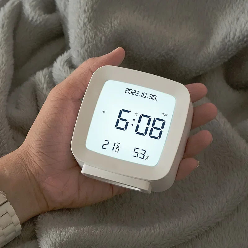 LED Alarm Clock With Backlight Battery Operated LCD Display Temperature Humidity Monitor Multifunction Home Sensor Tools