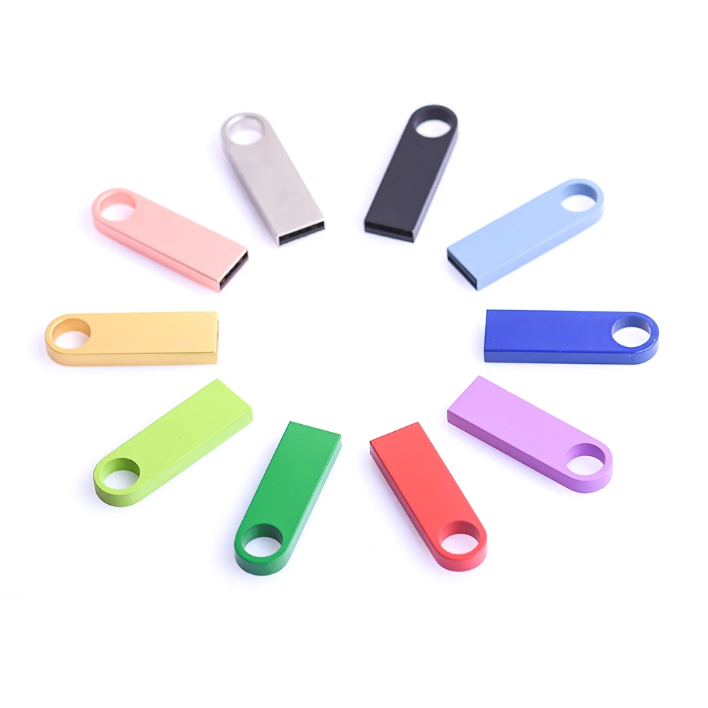 Colorful Metal USB Flash Drive 64GB Free Key Chain Memory Stick Creative Business Gifts Pen Drive 32GB Real Capacity Pendrive