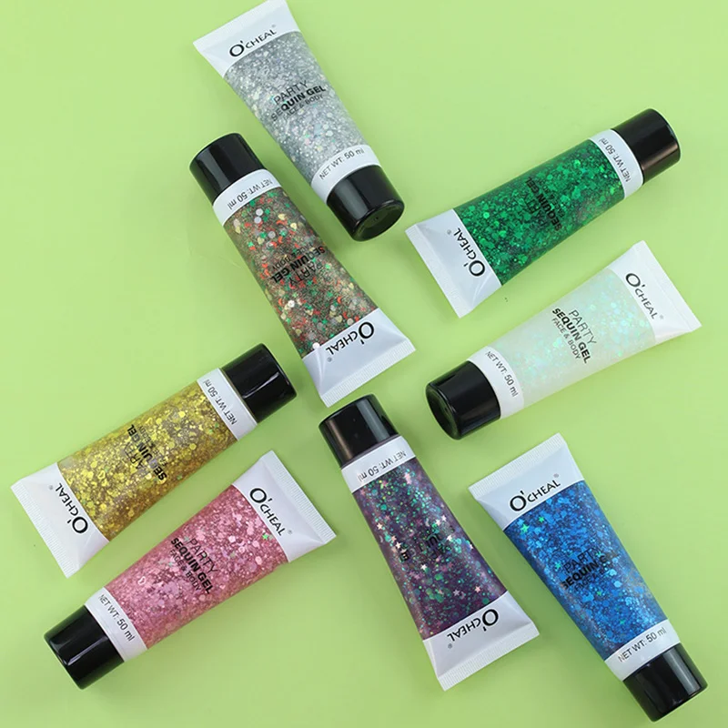 Glitter Gel Flash Ombretto liquido Festival Trucco scenico Viso multifunzionale Labbra Decorazione capelli Cosmetici Feste Corpo con paillettes
