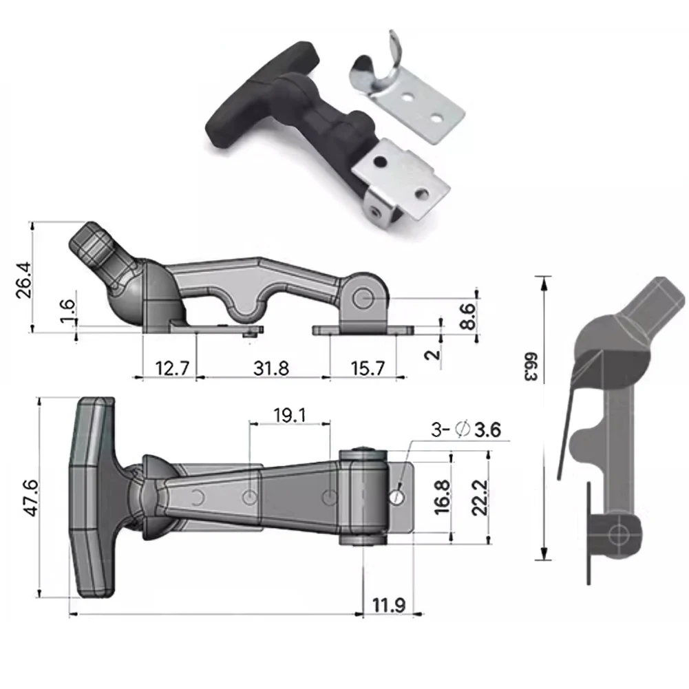 T Handle Draw Latches Elastic Stainless Steel Rubber Hood =Catch Flexible T Handle =Hasp Home Improvement Building