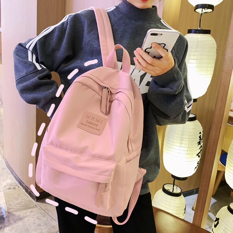 Waterproof Teenage Bookbag Nylon Rucksack Fashion Girl Backpack Women Shoulder Bag High School Schoolbag Black