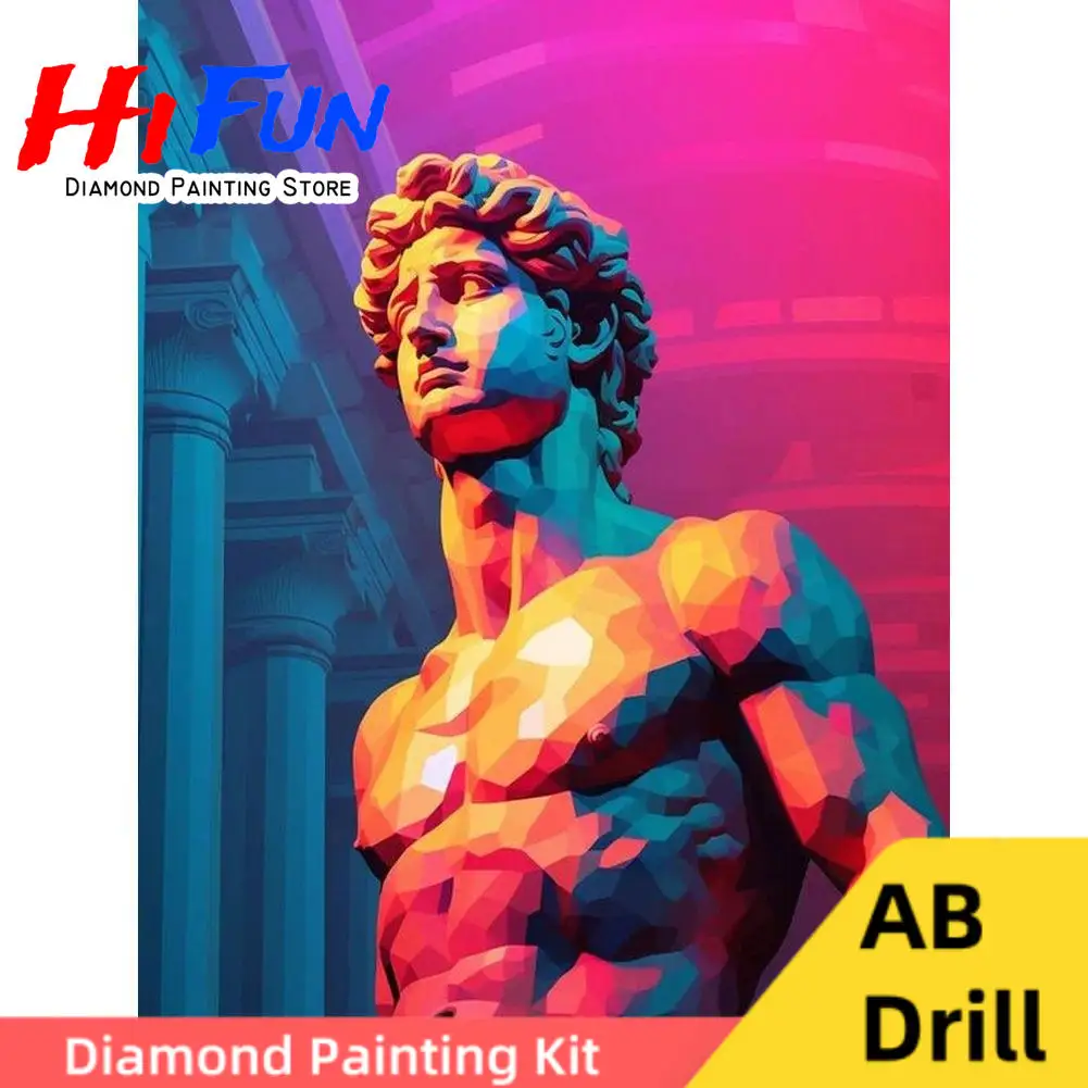 

AB Drill 5D DIY Embroidery Greek God Pop Art Michelangelo David Poster Diamond Painting Art Rhinestone Cross Stitch Gift Decor