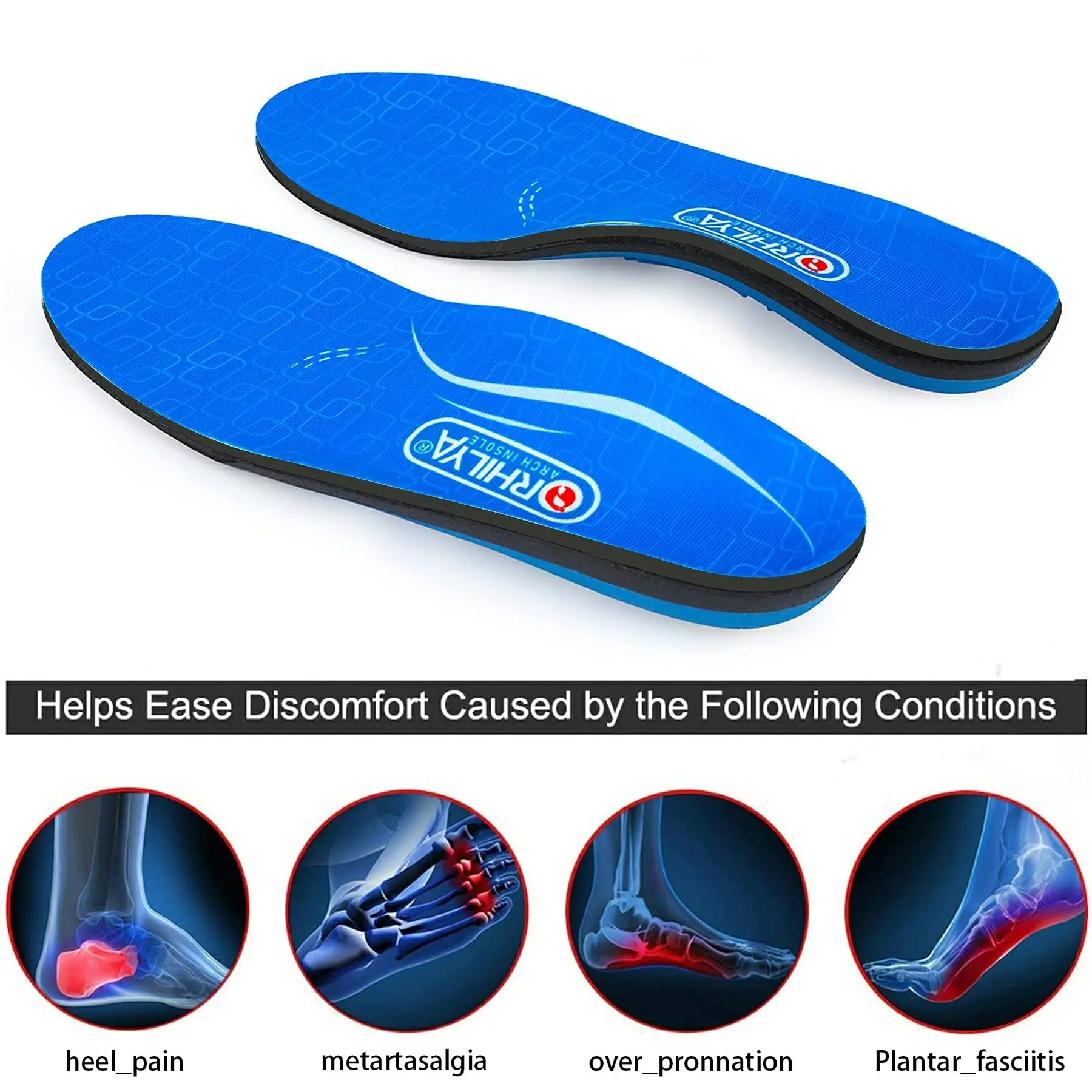 Plantar Fasciitis Pain Relief Men Orthotics Shoes Insole Arch Support Work Boot Inserts Flat Feet Women Heel Spur Absorb Shock