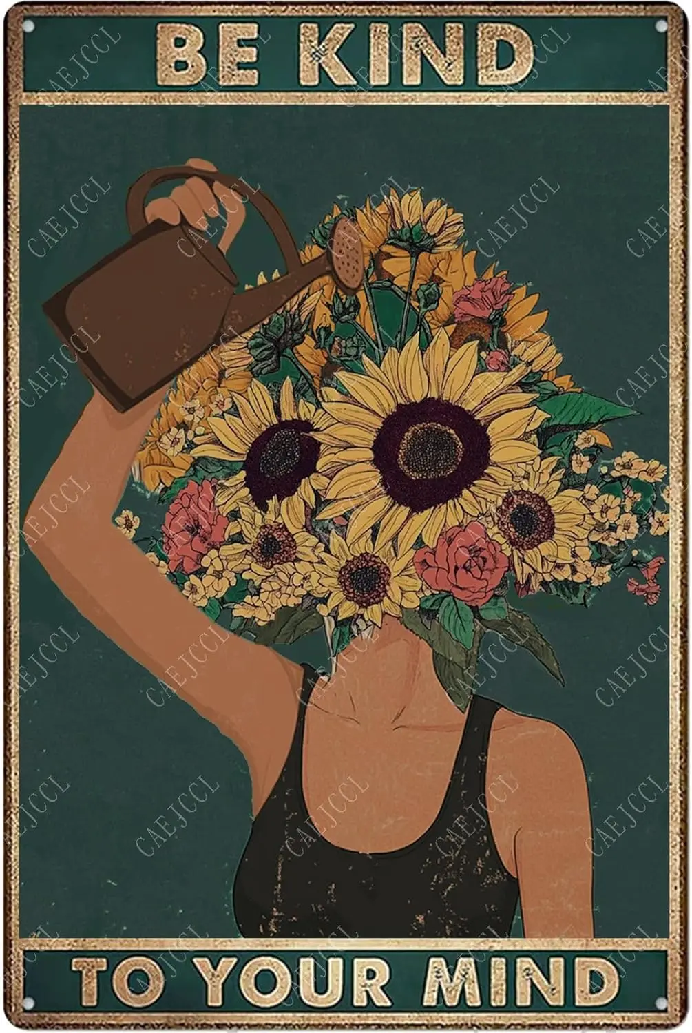 CAEJCCL Vintage Metal Tin Signs Be Kind to Your Mind Aluminum Sign for Women Bedroom Living Room Cafes Wall Decoration es