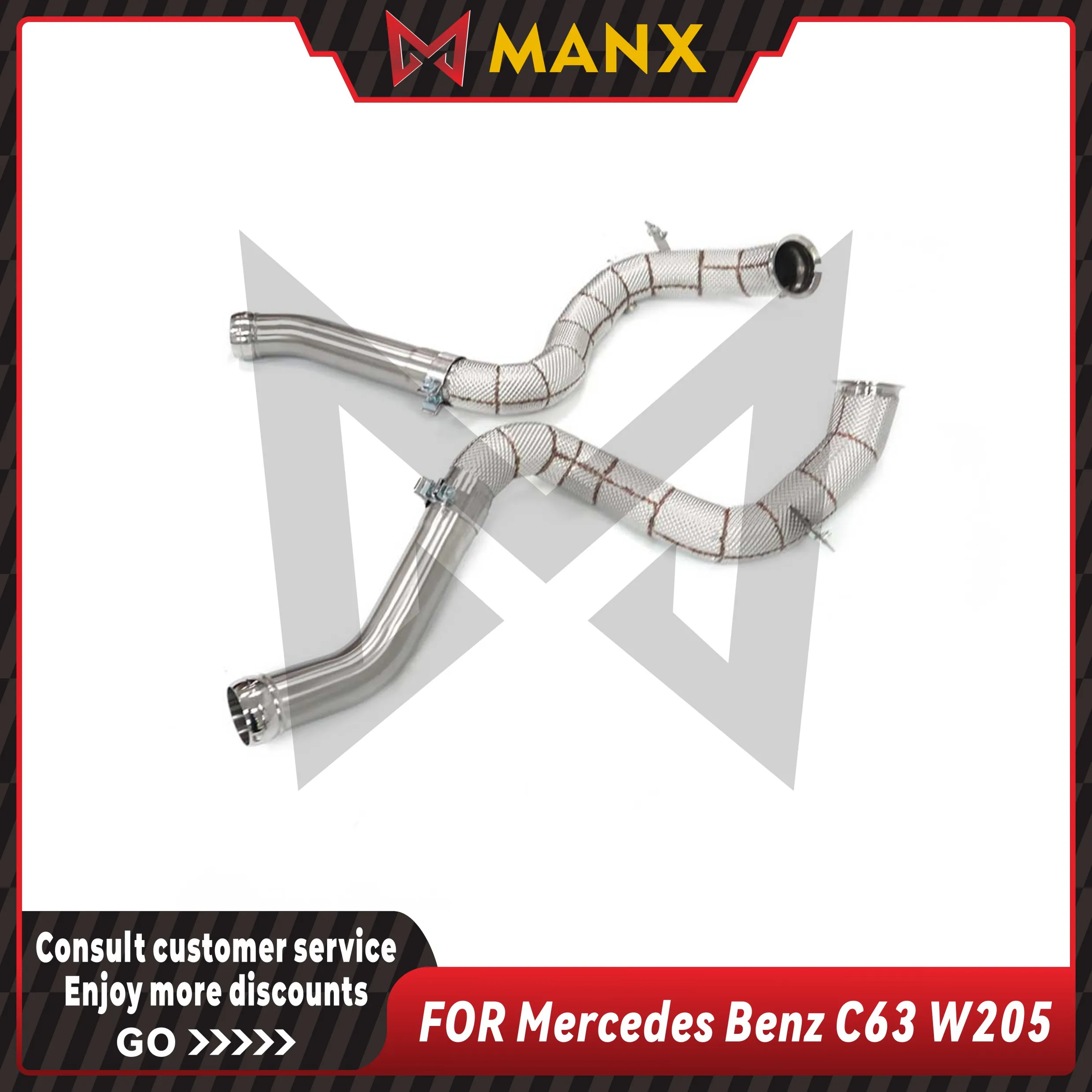 

Suitable for Benz C63 W205 SUS Downpipe High Flow Performance Exhaust fitting with heat shield OPF Version Right rudder