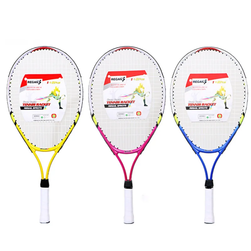 Children Tennis Rackets 23 Inches Aluminum Alloy Tennis Rackets Colorful Durable Portable Racket Professional Sports Equipment