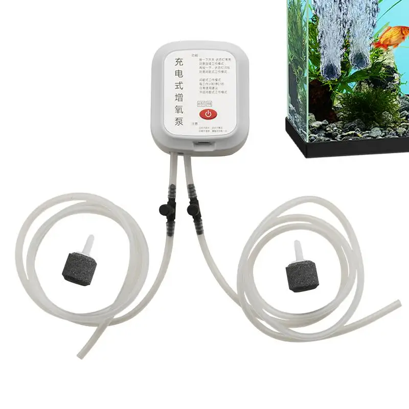 Fish Tank USB Pump USB Rechargeable Fish Tank Oxygen Pump Adjustable Quiet Fish Tank Oxygenator Portable For Freshwater