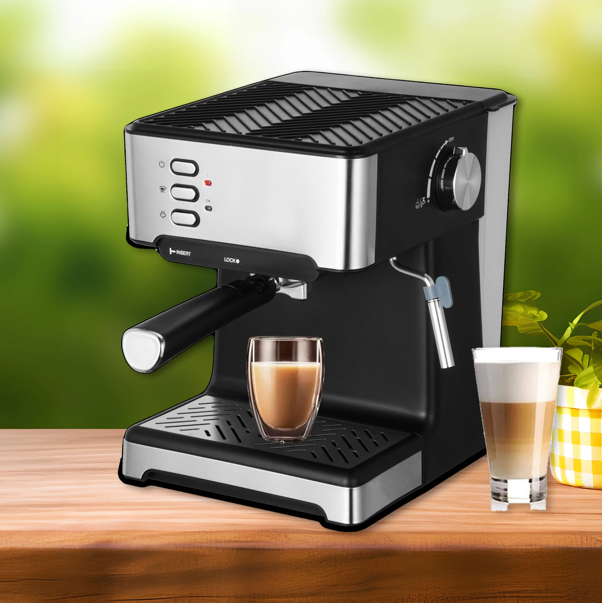 

Кофемашина для дома с кнопочным управлением, 20-барным насосом высокого давления и системой заваривания, умная эспрессо-машина