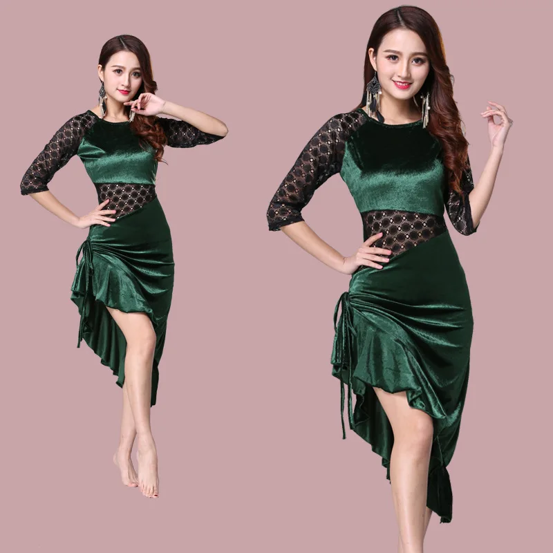chevy belly dance costume Lace Half Sleeves Irregular Skirt Oriental Dance Costumes Oriental Dancer Performance Suit