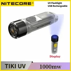 NITECORE TIKI-llavero con luz UV recargable, identificación de piedras preciosas de 1000mw con LED blanco de alto CRI auxiliar, batería integrada