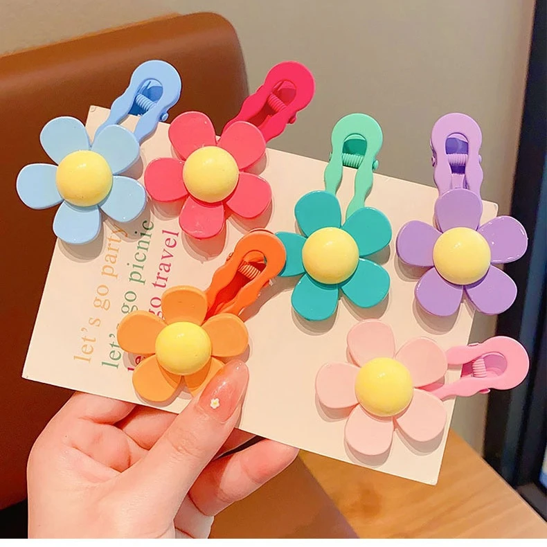 2pc Korean Cute Flower Colorful Hairpin Hair Claw Clips Grips for