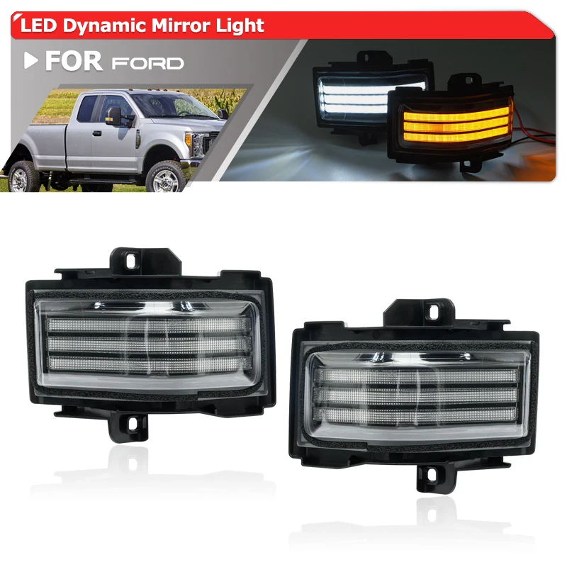 

For Ford F-150 F-250 F-350 F-450 F-550 SD 2015+ LED Sequential Switchback Tow Mirrors Turn Signal Blinkers Running Marker Lights