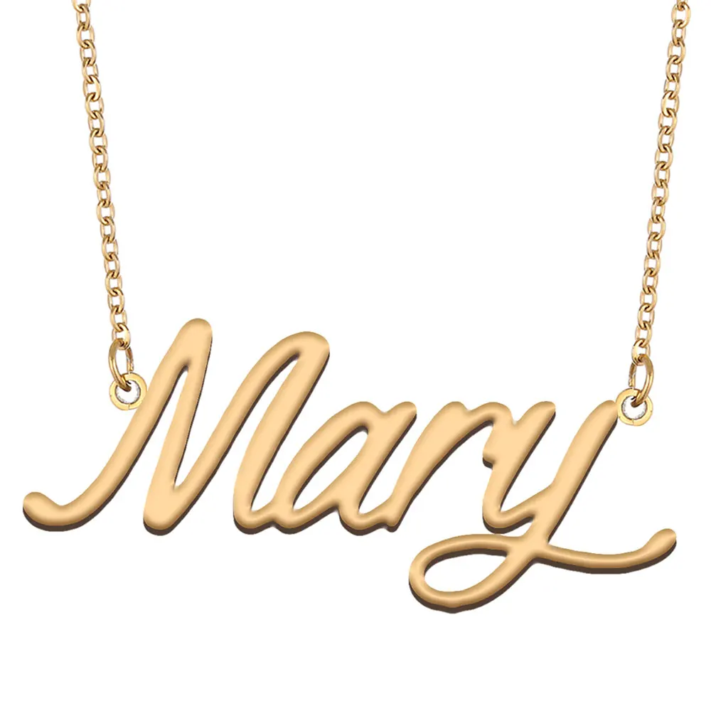 

Mary Name Necklace for Women Nameplate Pendant Stainless Steel Jewelry Gold Color Collares Para Mujer Letters Choker