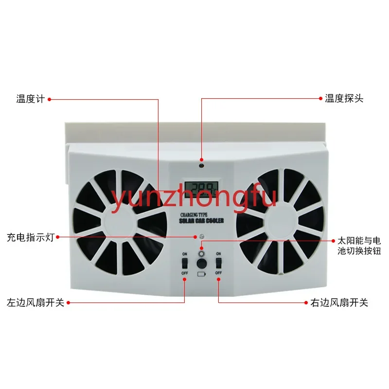 Row Radiator Ventilator Car Cooling Solar Energy Exhaust Fan Auto  Ventilating   Window Summer