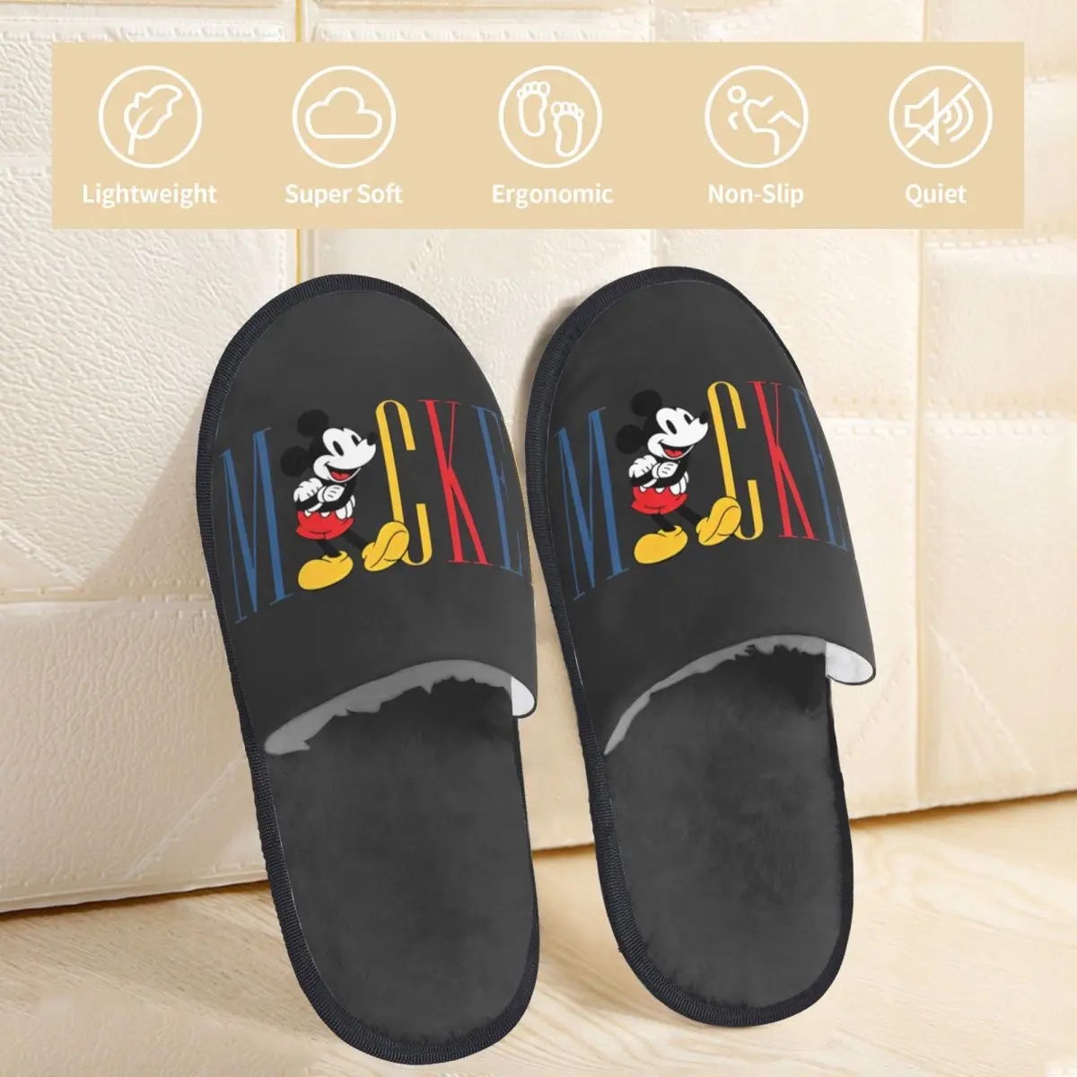 Disney Mickey Mouse Slippers for Women Men House Shoes Soft Indoor Slippers