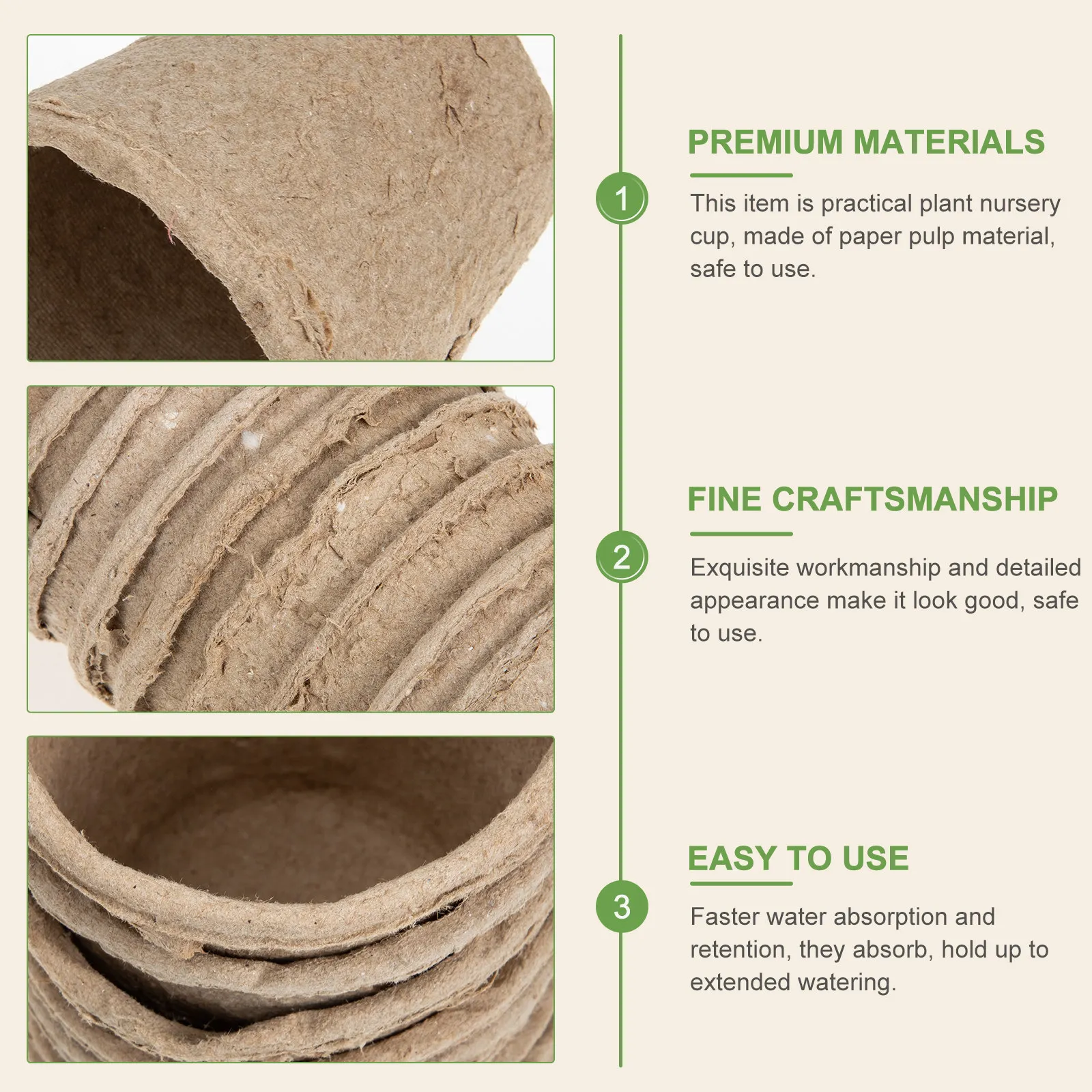 40pcs Biodegradable Paper Planting Pots for Seed Starting, Nursery, Transplanting & Cuttings