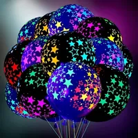 Happy Birthday Neon Glow Balloons Glow in Blacklight Fluorescent Balloons for Neon Birthday Glow 80s 90s Theme Party Decor