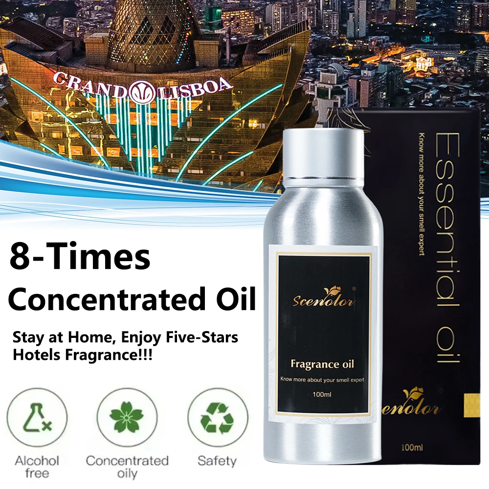 100ML Luksusowe olejki eteryczne Grand Lisboa Hotelowy olejek perfumowany do dyfuzora Uzupełnienie oleju i odświeżacz powietrza Spray do pokoju do dyfuzorów trzciny