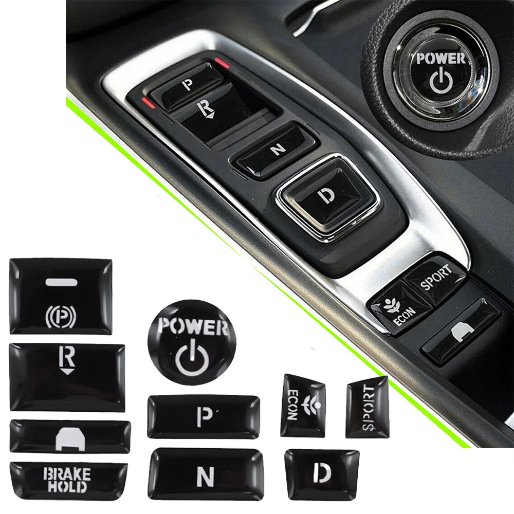 

Auto Parts Button Cover Decal 10 Pieces Glossy Black Replacement Rubber Set For Honda Accord 18-21 Elegant Design