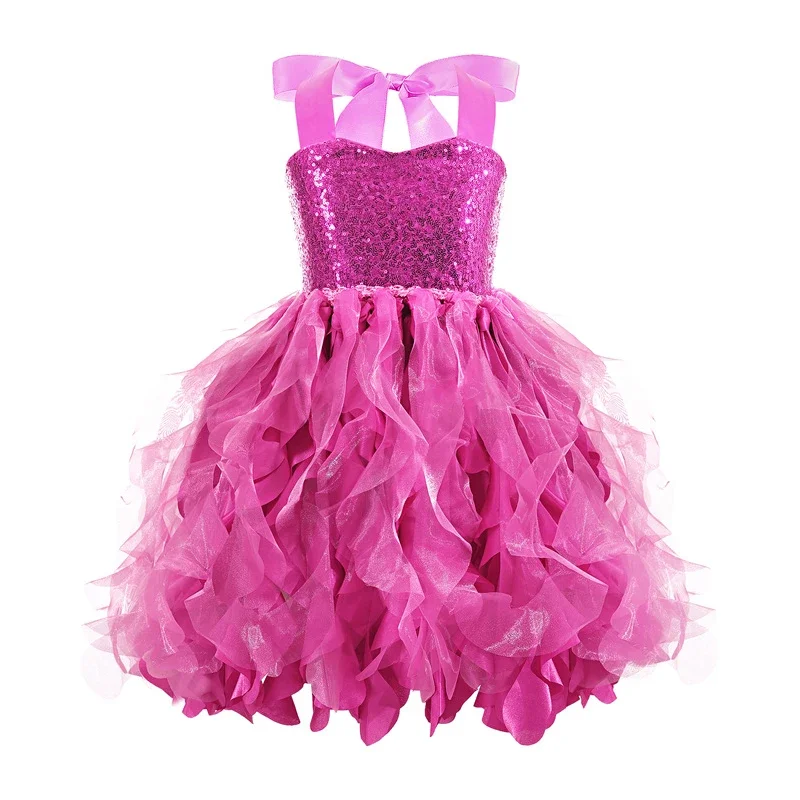 New Fashion Party Girls Dress Christmas Little Princess Dresses For Girl Summer Rainbow Mesh Dance Costume Birthday Kids Clothes