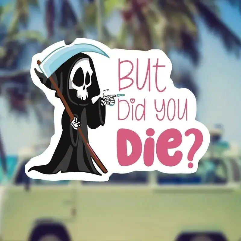 1PC Unique Witty Grim Reaper Decal - Waterproof Durable Dark-Humorous Flair - Personalization for Cars Laptops Phones