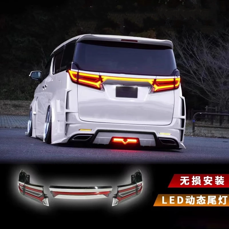 

Светодиодный сквозной задний фонарь в сборе для Toyota Alphard Vellfire 15-23, модифицированные стоп-сигналы заднего хода с указателем поворота