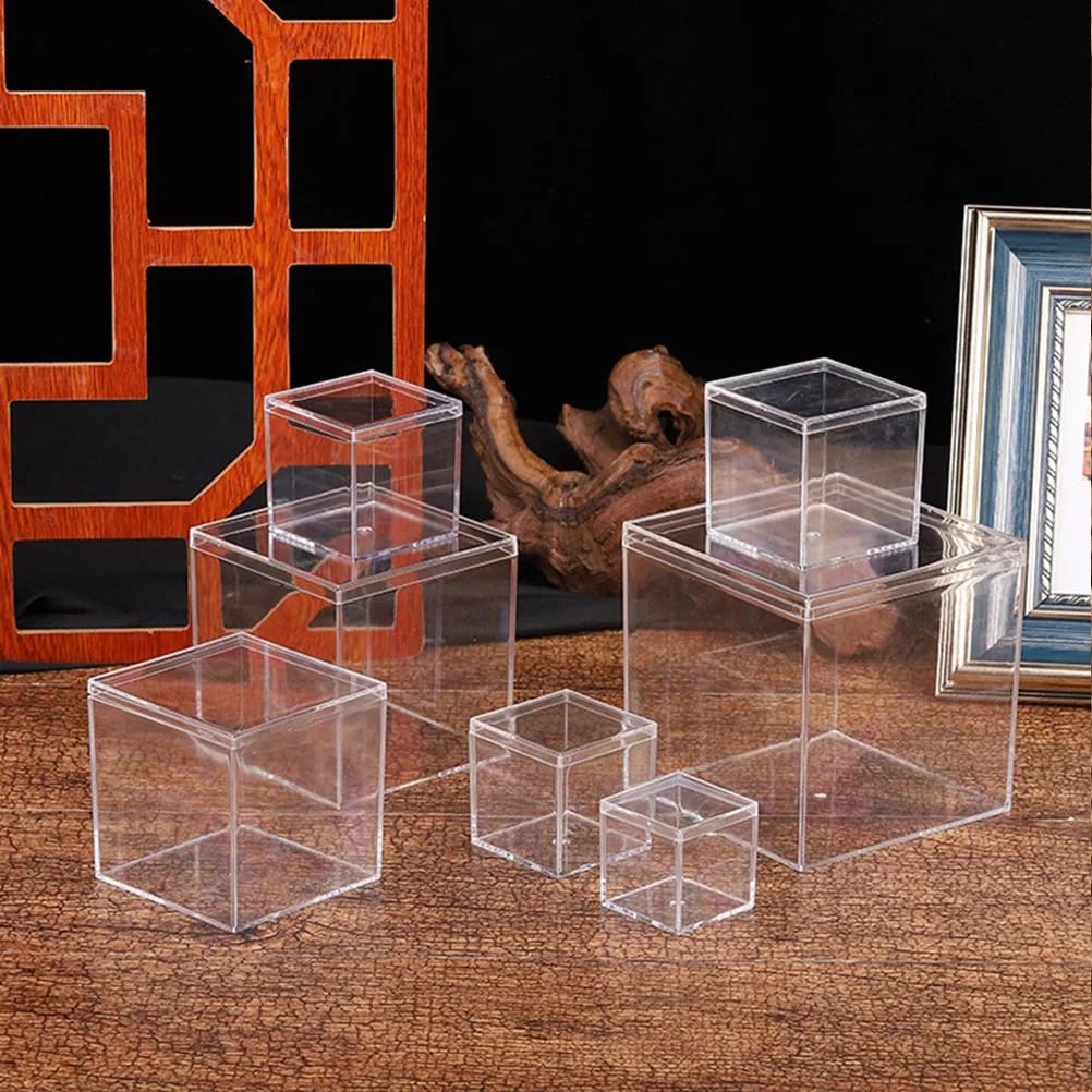 

10pcs C Square Container Hard Plastic Gift Banquet Jewelry Cases Transparent Storage Display Boxes Small Items