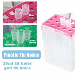 Caja dispensadora de puntas de plástico con cajas de puntas, dispensadores de productos químicos, pipeta de plástico, paquete de estante, 5 agujeros, 5ml, 28 agujeros, 10ml1