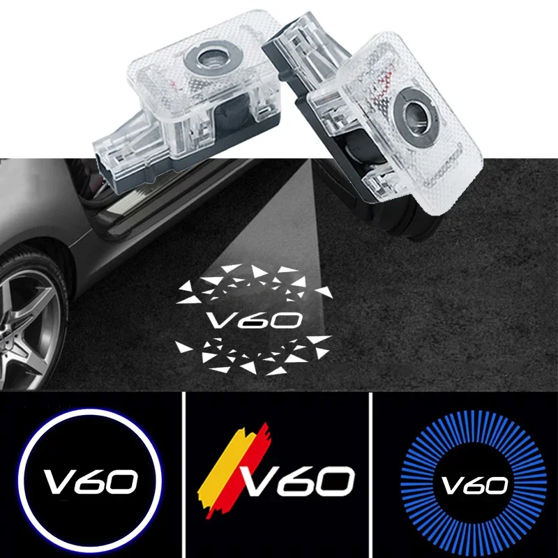 2Pcs LED Ghost Logo Projector Car Door Welcome Courtesy Shadow Light For Volvo V60 2013‑2019 Auto Decoration Accessories
