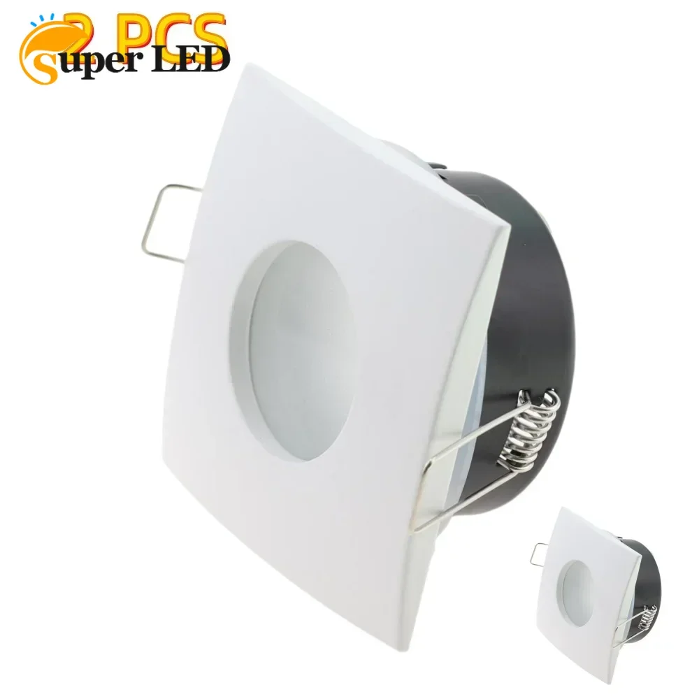 

2pcs Square White Led Down Light Fixture Aluminum for MR16 GU10 Holder IP65 Frame Dia 82mm Led Spotlight Fittings