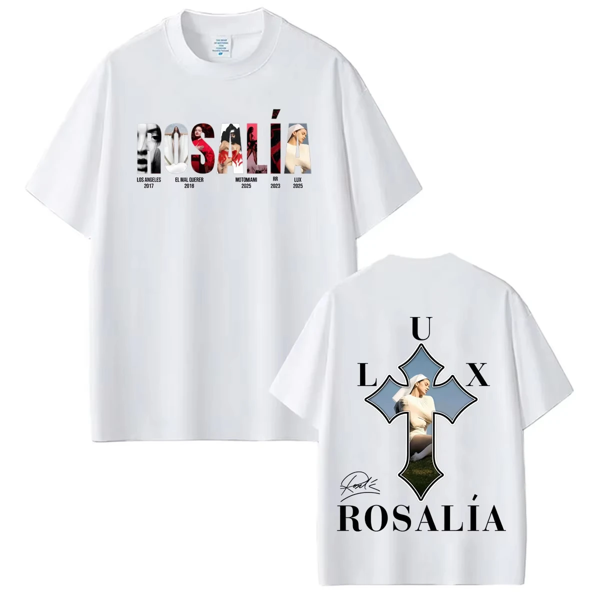 Singer Rosalia Lux 2026 Album Cover Tour Print T Shirts High Quality Cotton Oversized Casual Summer Women And Men T-Shirt
