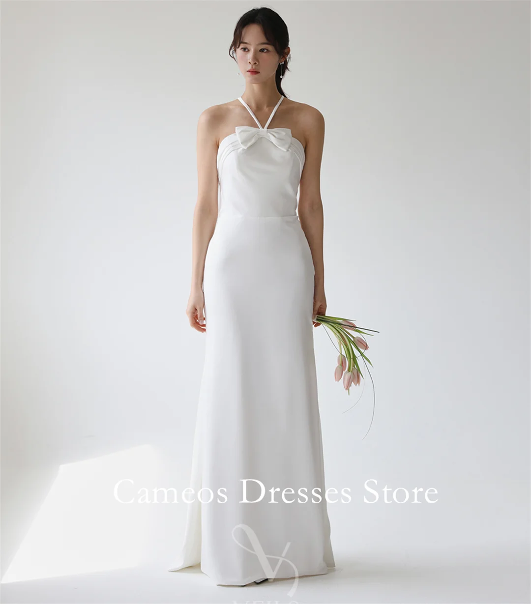 SONDR Maßgeschneiderte Neckholder Ärmellose Brautkleider Meerjungfrau Satin Criss-Cross Korea Bräute Kleider Frauen Brautkleider