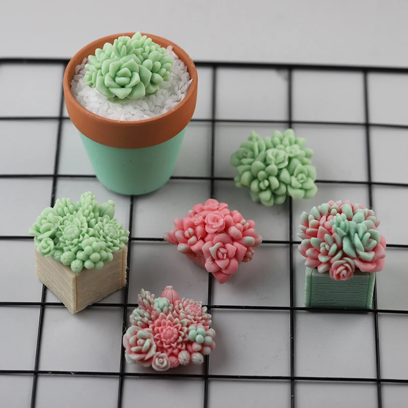 Succulent Silicone Mold Candle Molds Resin Mold 3D Succulent Plant Candle Mold Silicone Mold for Scented Candles Soaps Making