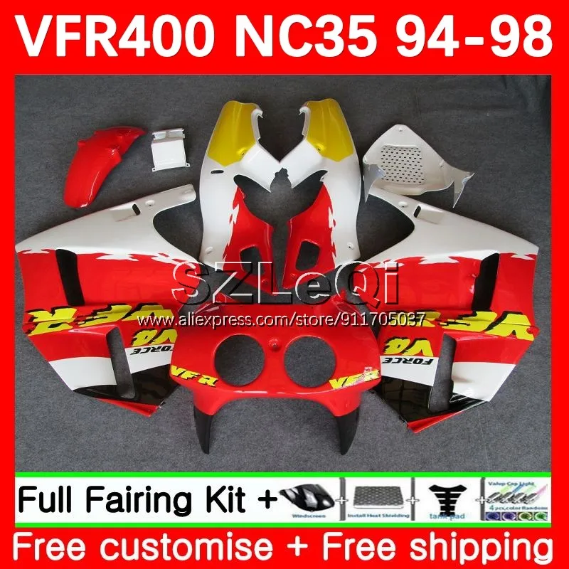 VFR400R For HONDA VFR400 RVF VFR 400 R RR 400R White red 94 95 96 97 98 65No.21 RVF400R NC35 1994 1995 1996 1997 1998 Fairing